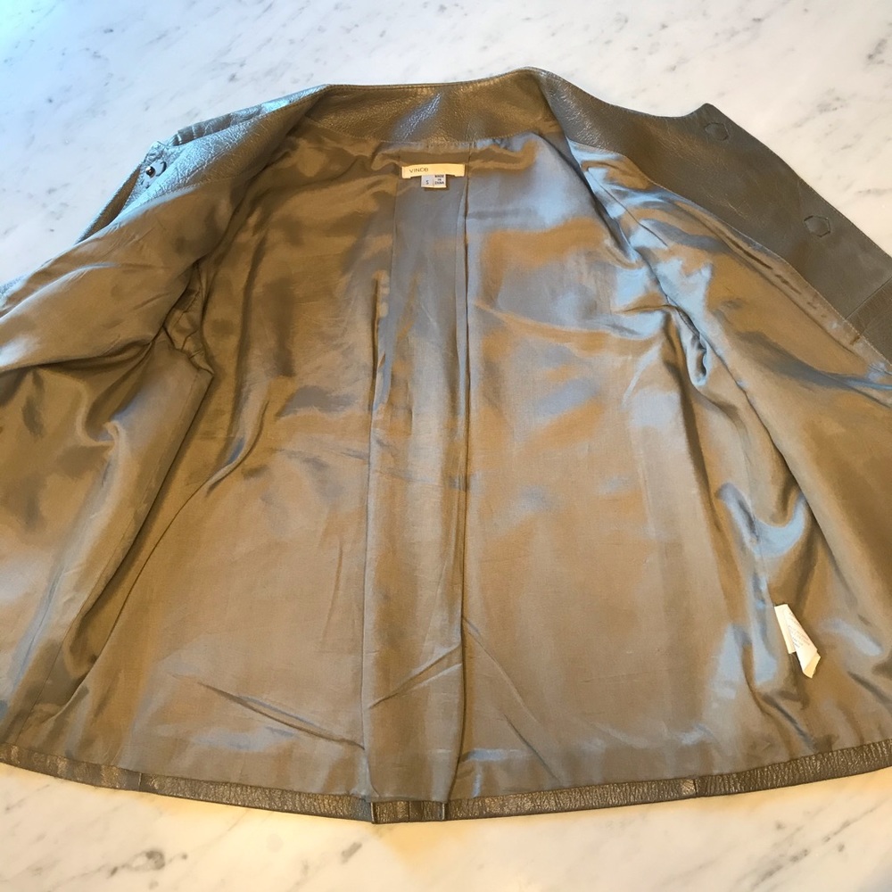 🚫 Sorry sold Vince Gray Leather Jacket - Picture 3 of 9